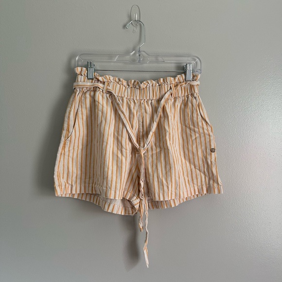 Roxy Orange Stripe High Waist Shorts with Belt Size Medium - Picture 1 of 2